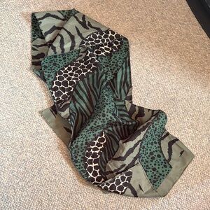 Green and Black Animal Print Scarf